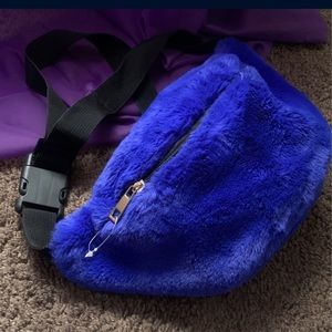 Blue furry bag
